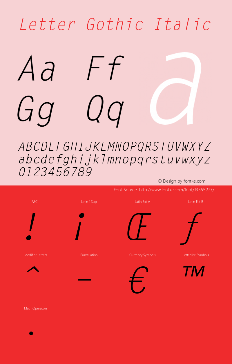 Letter Gothic Italic 19: 13778: 1999图片样张