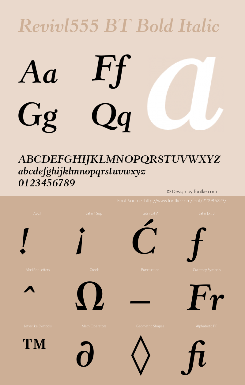 Revivl555 BT Bold Italic Version 1.01 emb4-OT图片样张