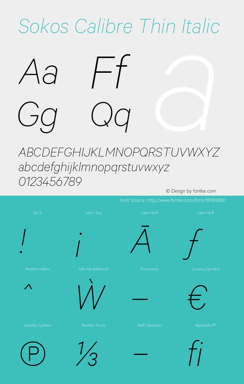 Sokos Calibre Thin Italic Version 1.002 | web-TT图片样张