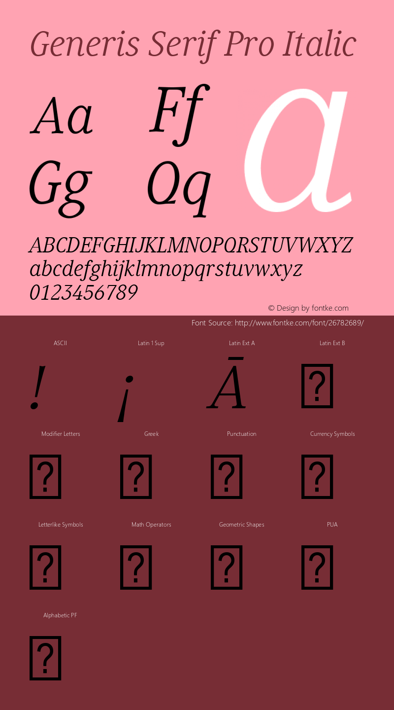 Generis Serif Pro Italic Version 1.11图片样张