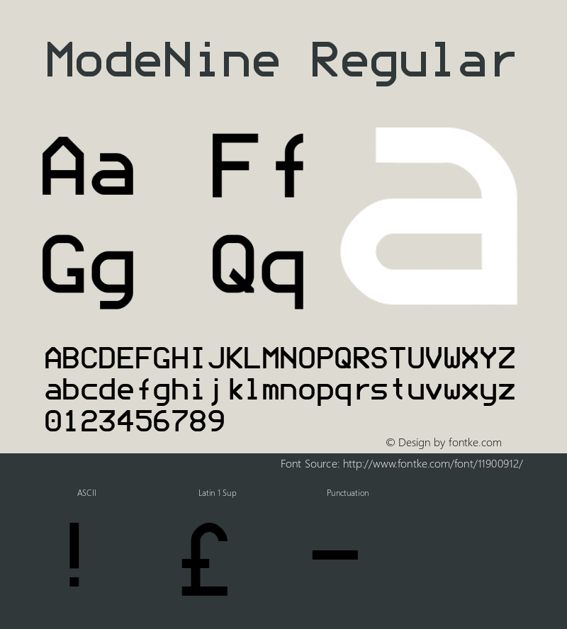 ModeNine Regular Macromedia Fontographer 4.1.2 15/8/98图片样张