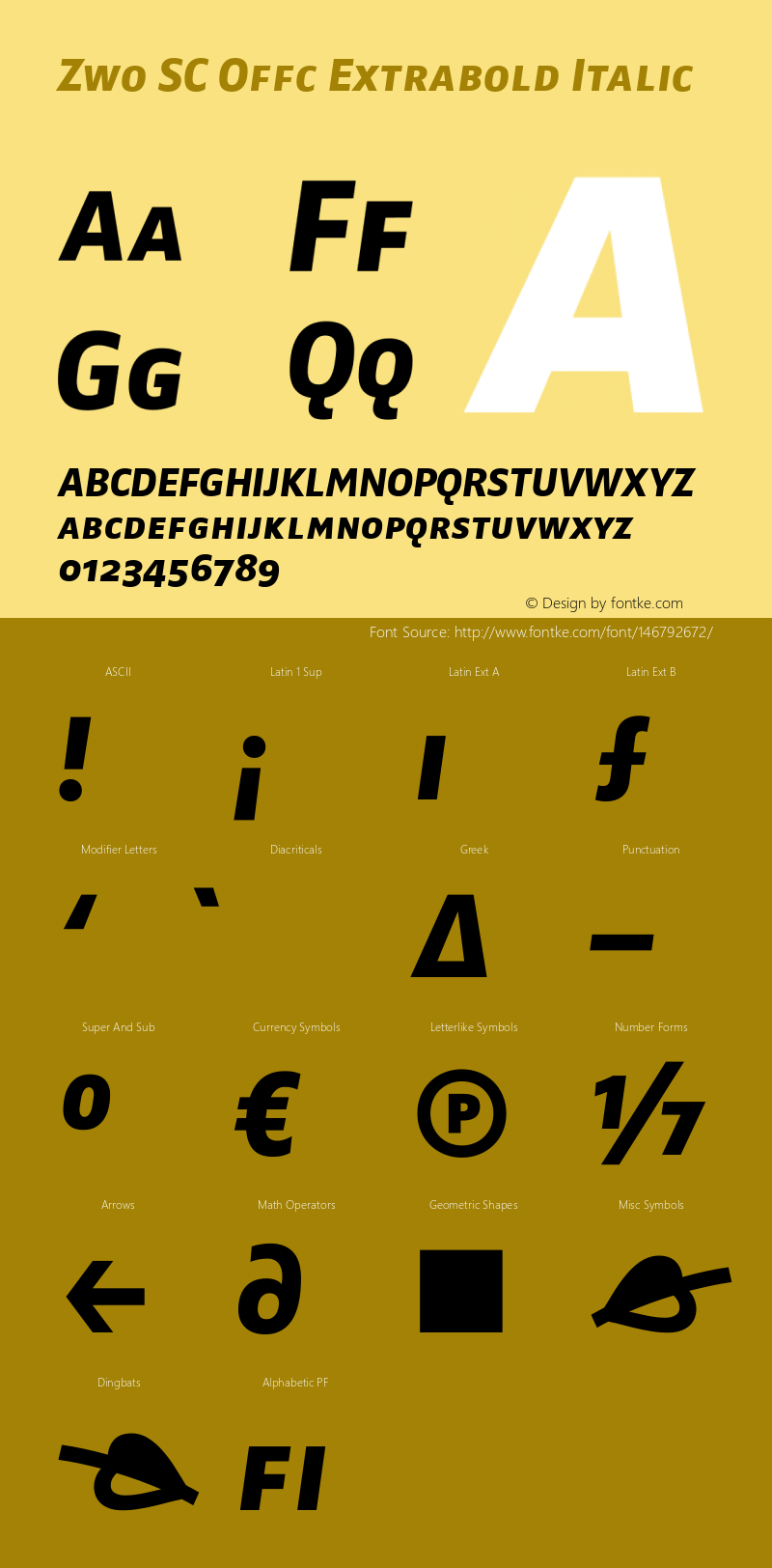 Zwo SC Offc Extrabold Italic Version 7.504; 2010; Build 1023图片样张