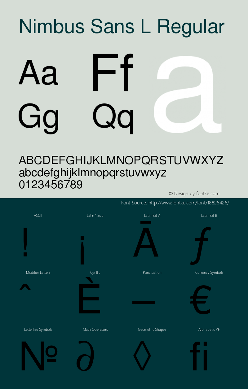 Nimbus Sans L Regular Version 1.06图片样张