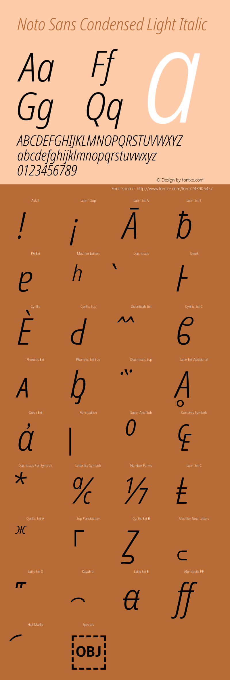 Noto Sans Condensed Light Italic Version 2.000图片样张