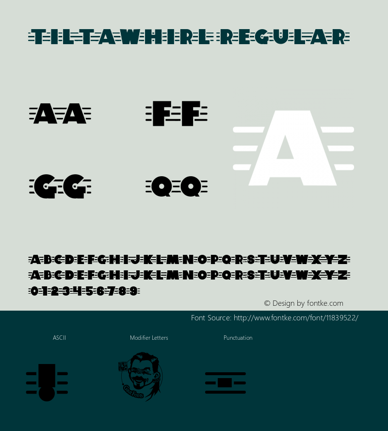 TiltAWhirl Regular Macromedia Fontographer 4.1.5 5/22/02图片样张