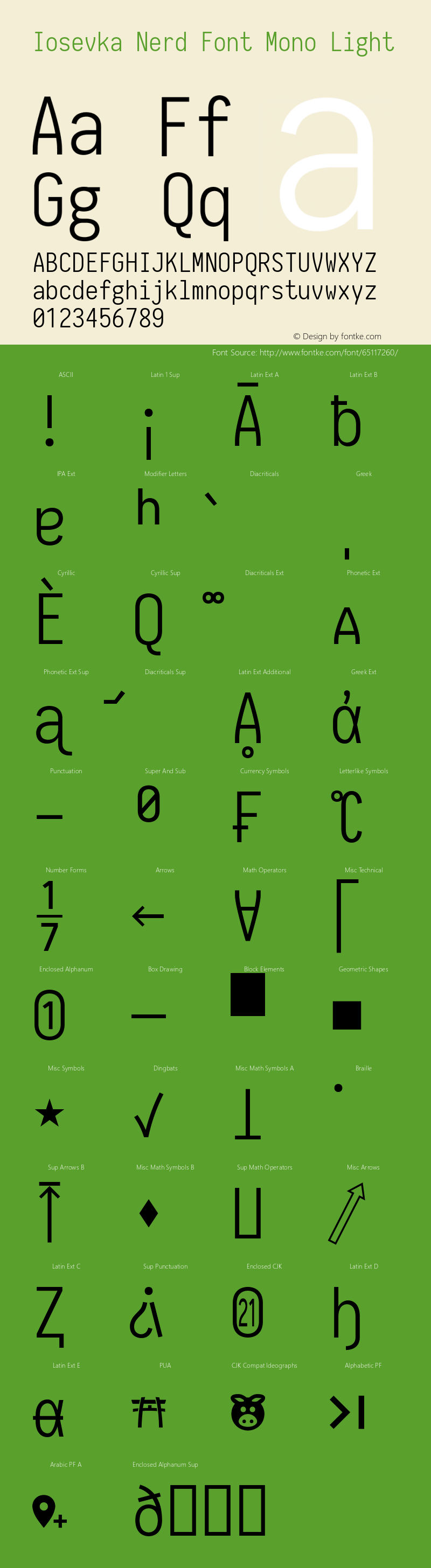 Iosevka Term Light Nerd Font Complete Mono 2.1.0; ttfautohint (v1.8.2)图片样张