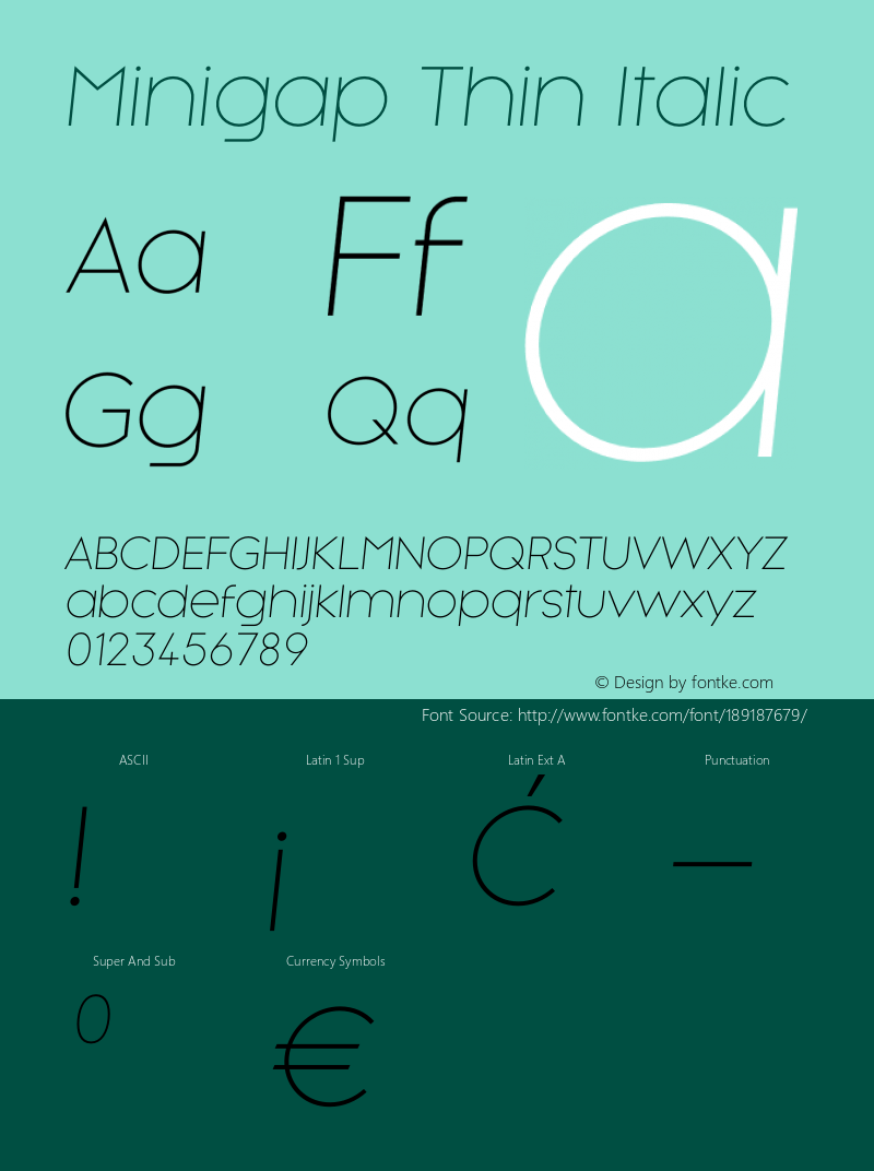 Minigap Thin Italic Version 1.008;Fontself Maker 3.5.7图片样张