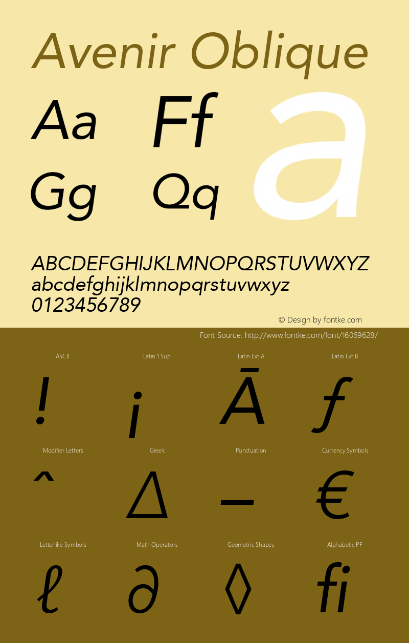 Avenir Oblique 8.0d3e1图片样张