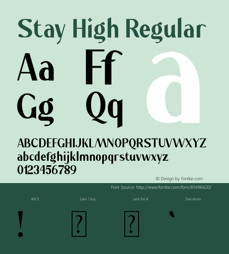 Stay High Version 1.00;September 2, 2020;FontCreator 12.0.0.2563 64-bit图片样张