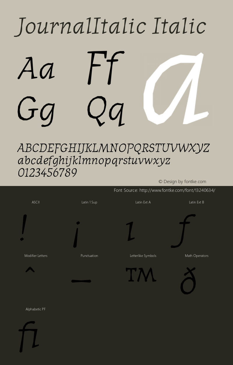 JournalItalic Italic Version 001.000图片样张