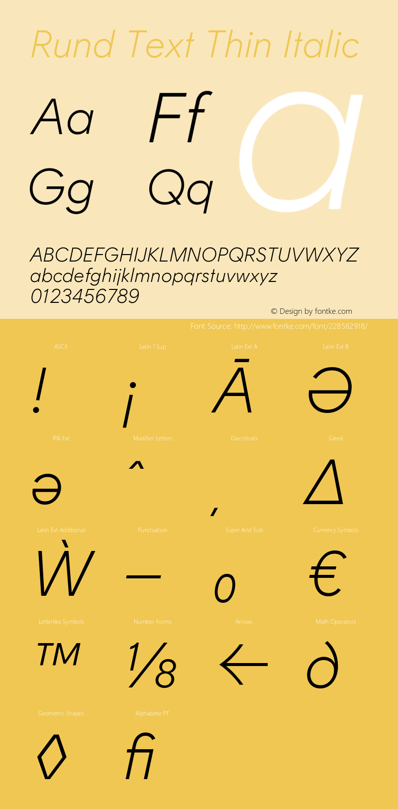 Rund Text Thin Italic Version 1.004图片样张