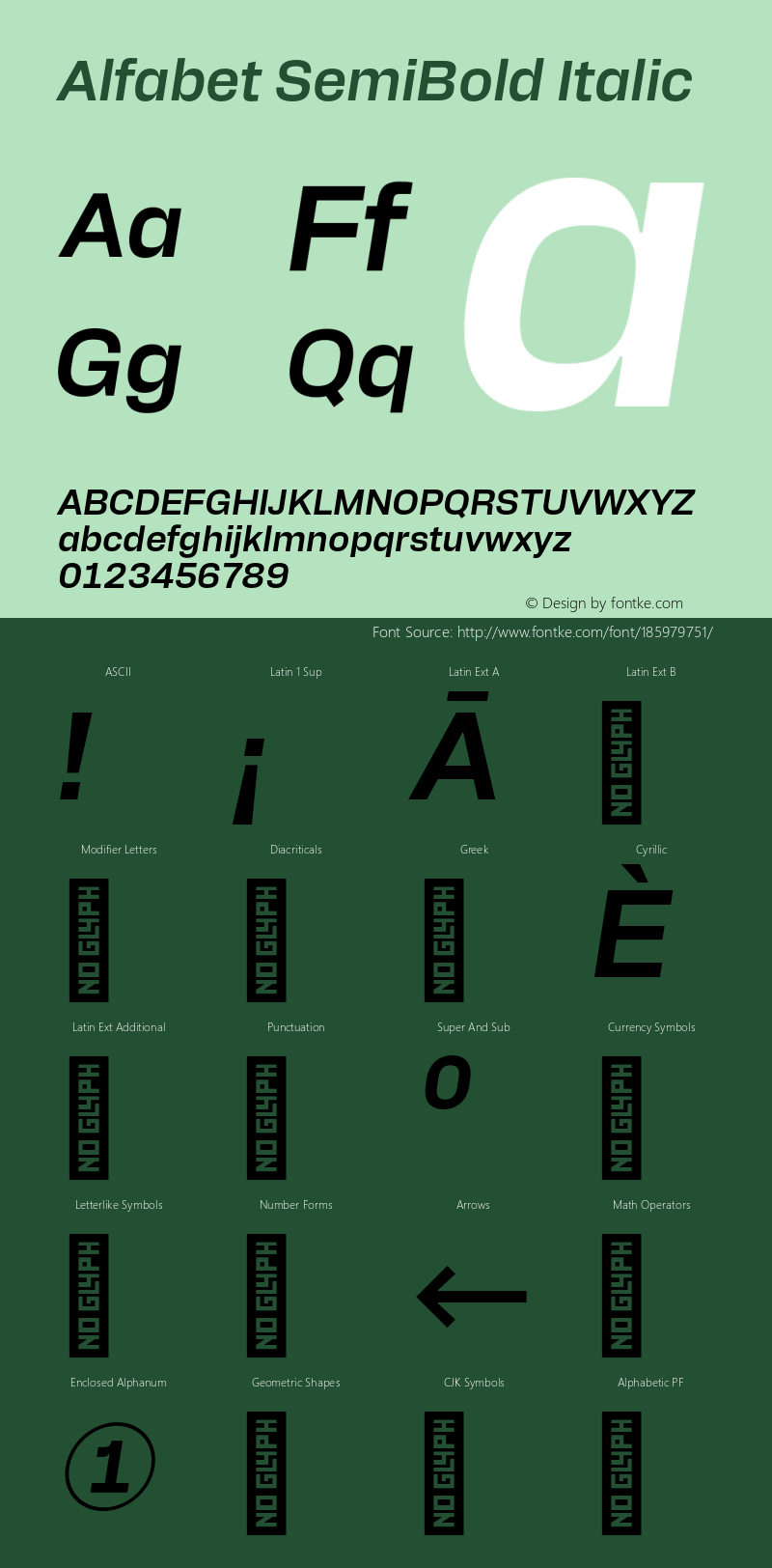 Alfabet SemiBold Italic Version 2.000;hotconv 1.0.109;makeotfexe 2.5.65596图片样张