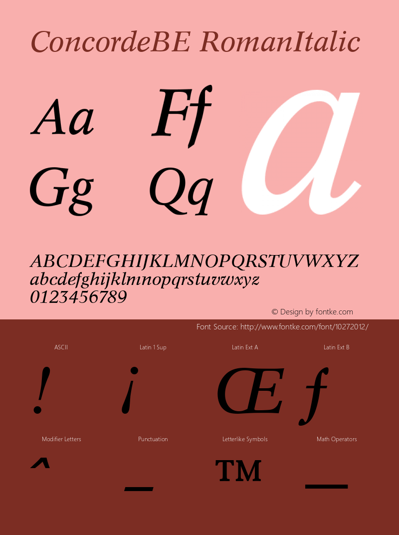 ConcordeBE RomanItalic Version 1.00图片样张