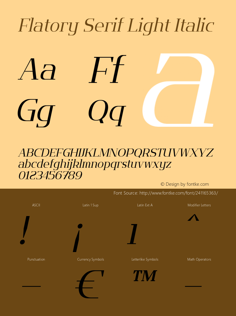 Flatory Serif Light Italic Version 1.00图片样张