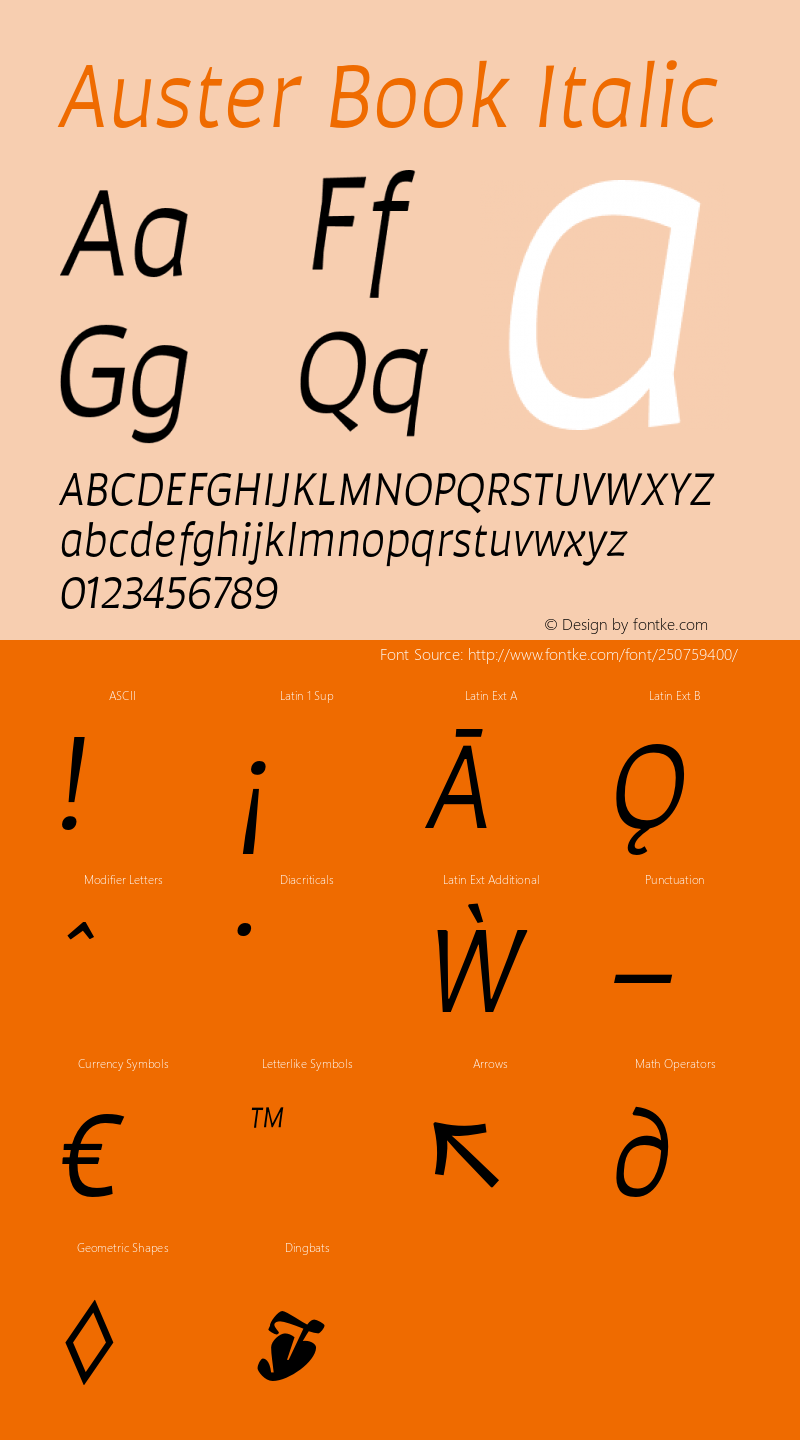 Auster Book Italic Version 1.000;PS 001.000;hotconv 1.0.88;makeotf.lib2.5.64775图片样张