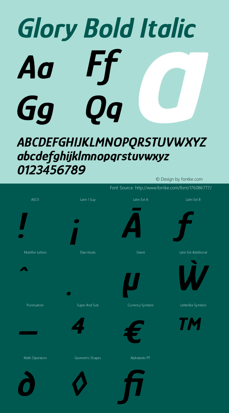 Glory Bold Italic Version 1.011图片样张