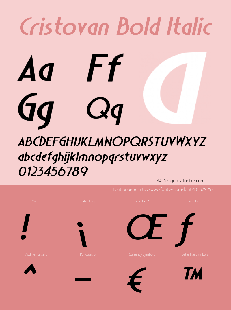 Cristovan Bold Italic Version 1.000图片样张