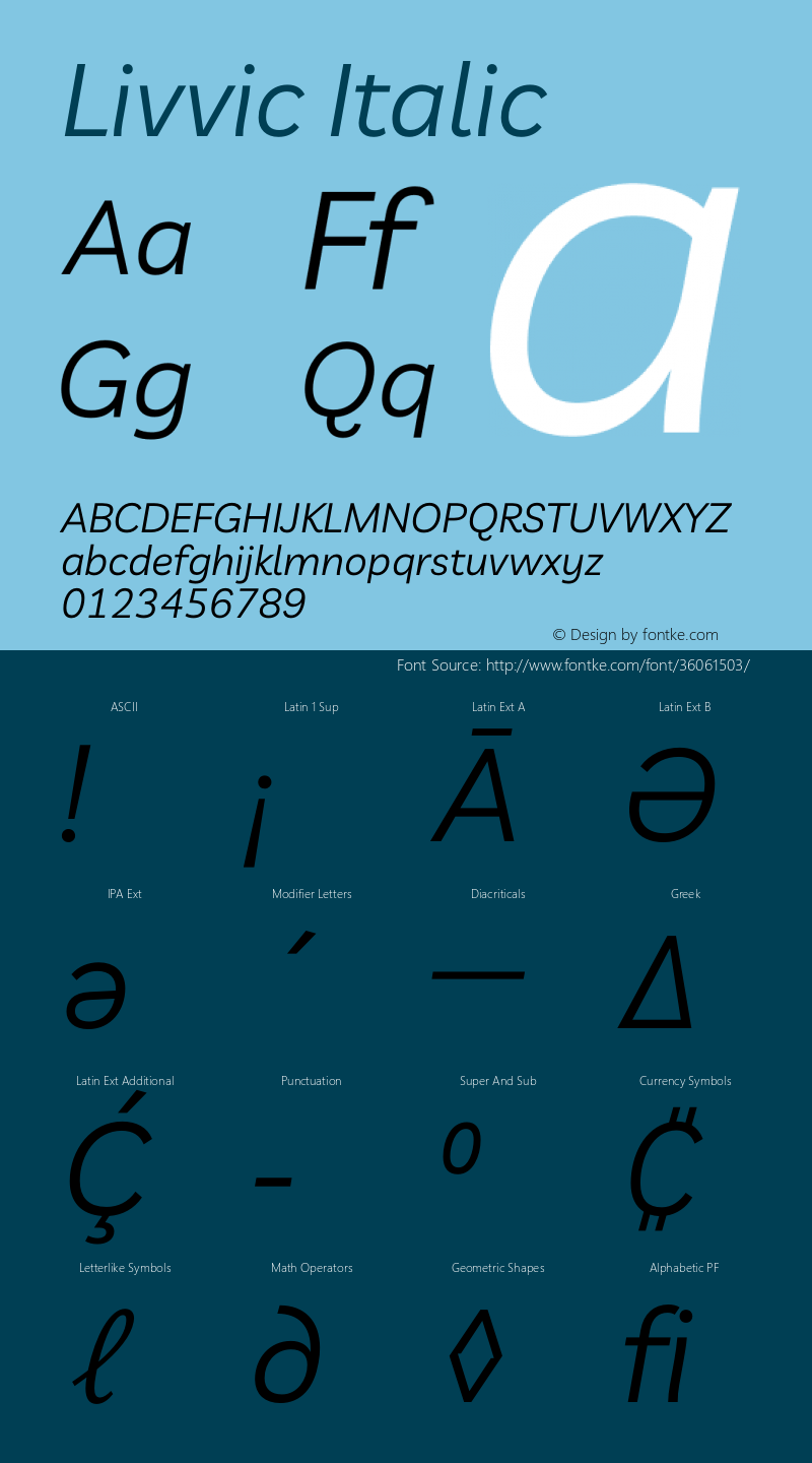 Livvic Italic Version 1.000图片样张