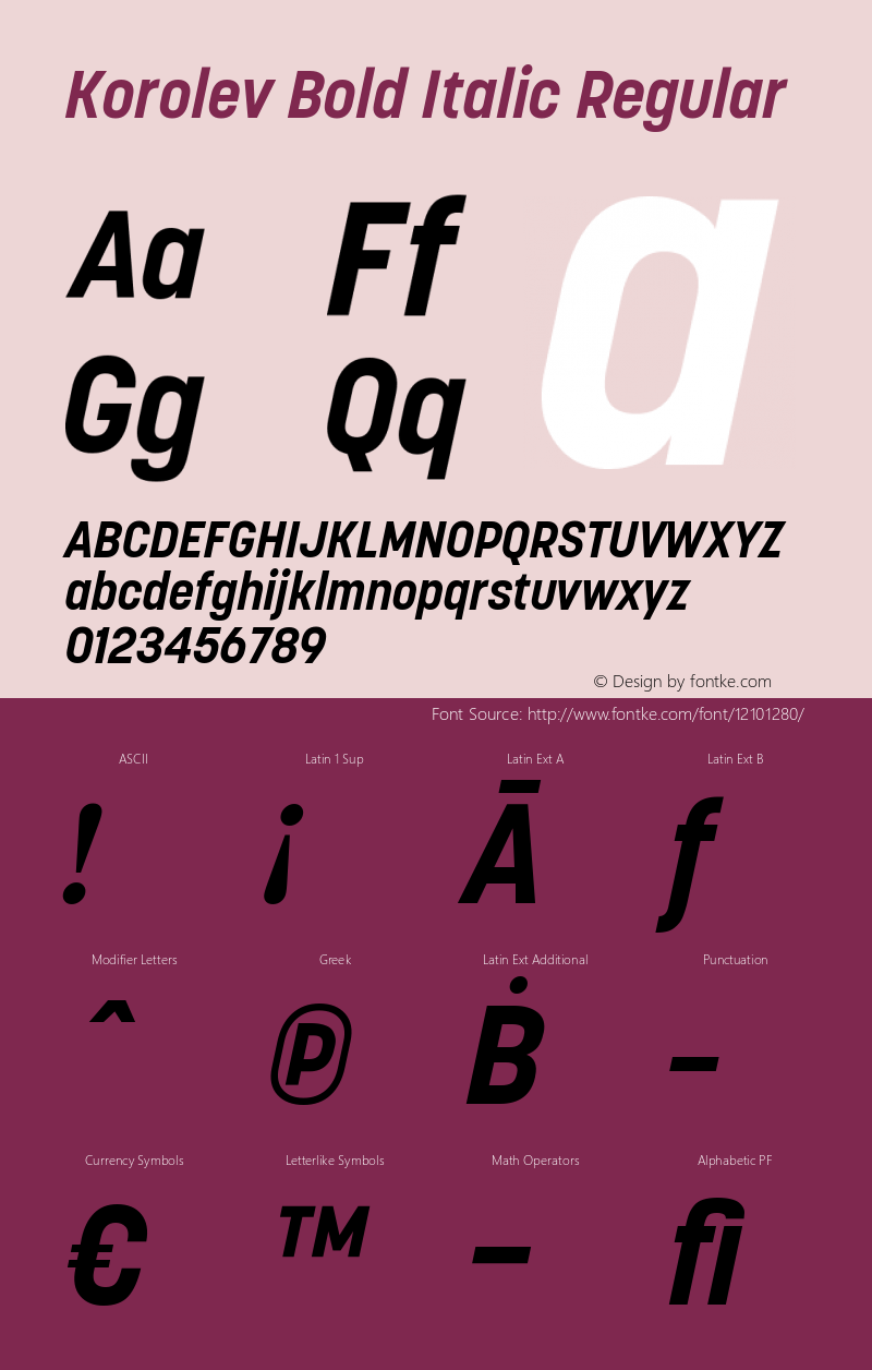 Korolev Bold Italic Regular Version 1.000图片样张