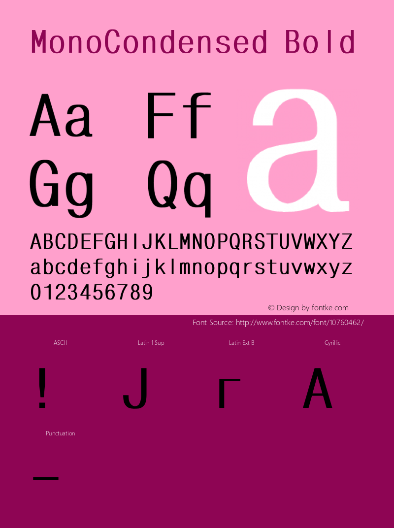 MonoCondensed Bold Converted from t:\MONOCOND.BF1 by ALLTYPE图片样张