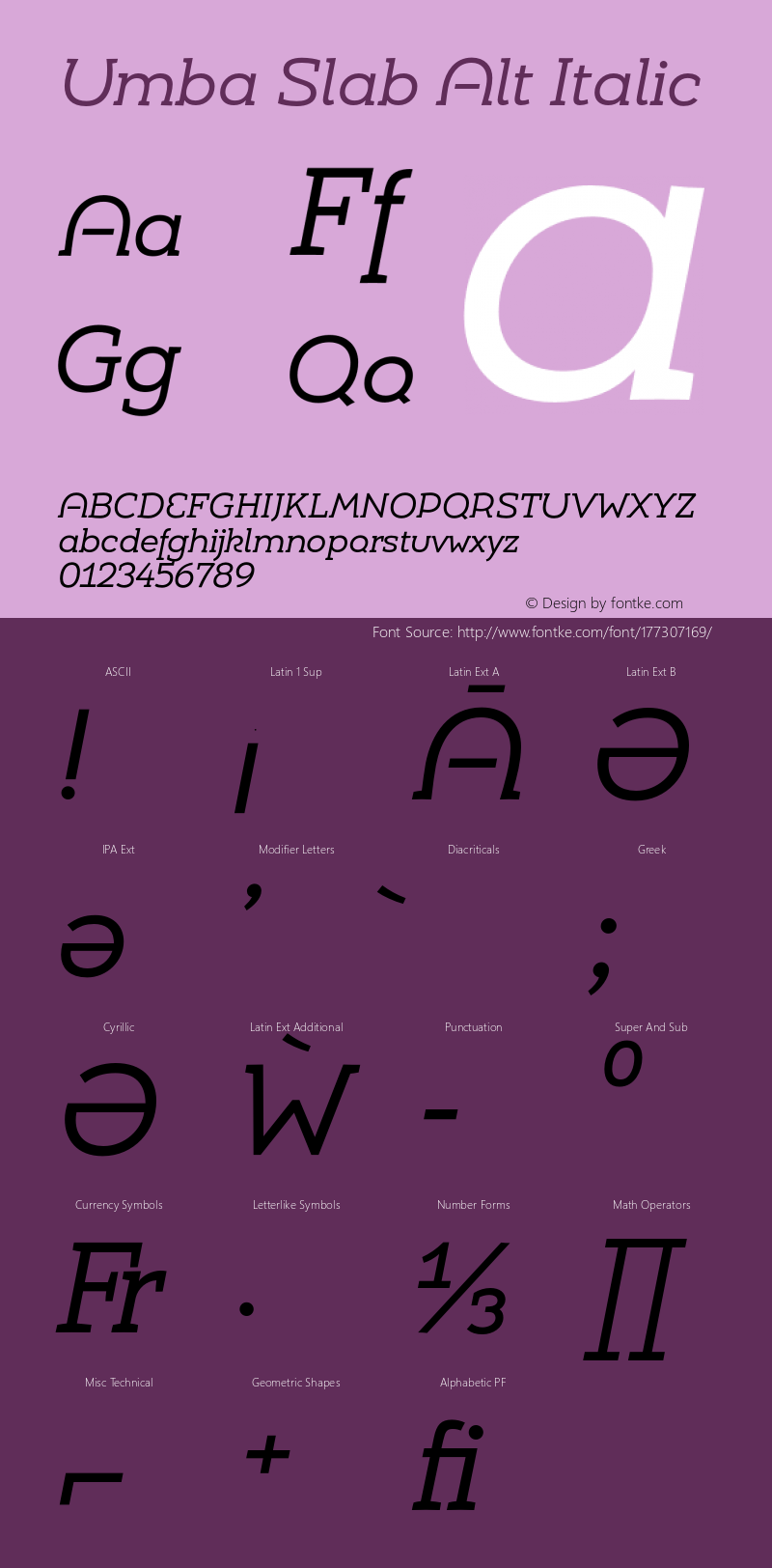 Umba Slab Alt Italic Version 2.010;PS 002.010;hotconv 1.0.88;makeotf.lib2.5.64775图片样张