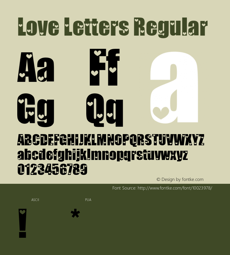 Love Letters Regular 1999; 1.0, initial release图片样张