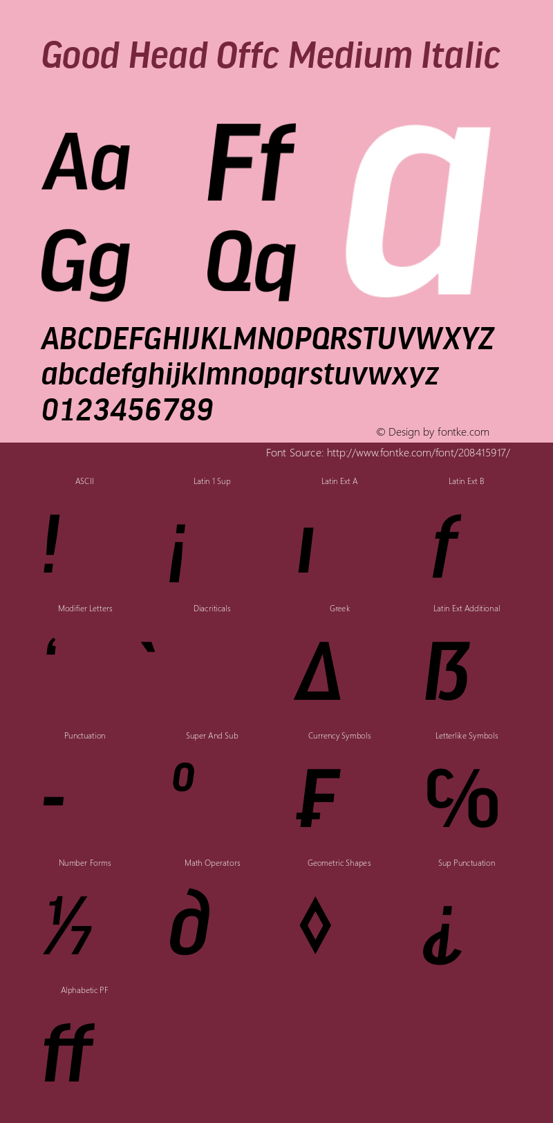 Good Head Offc Medium Italic Version 7.504; 2010; Build 1021图片样张