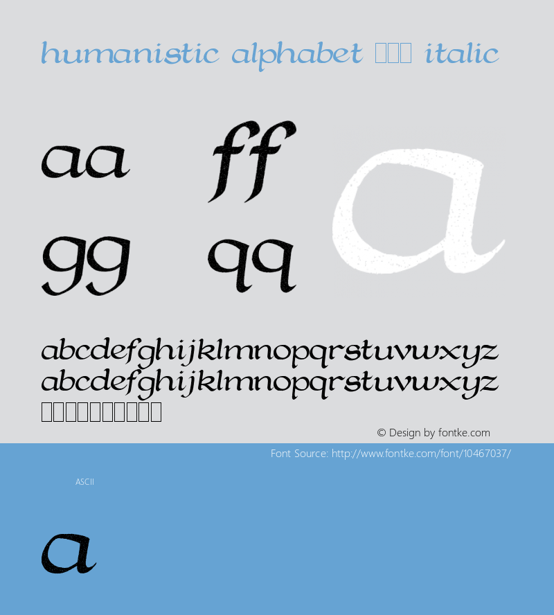 Humanistic Alphabet 106 Italic Version 1.00 February 20, 2011, initial release图片样张