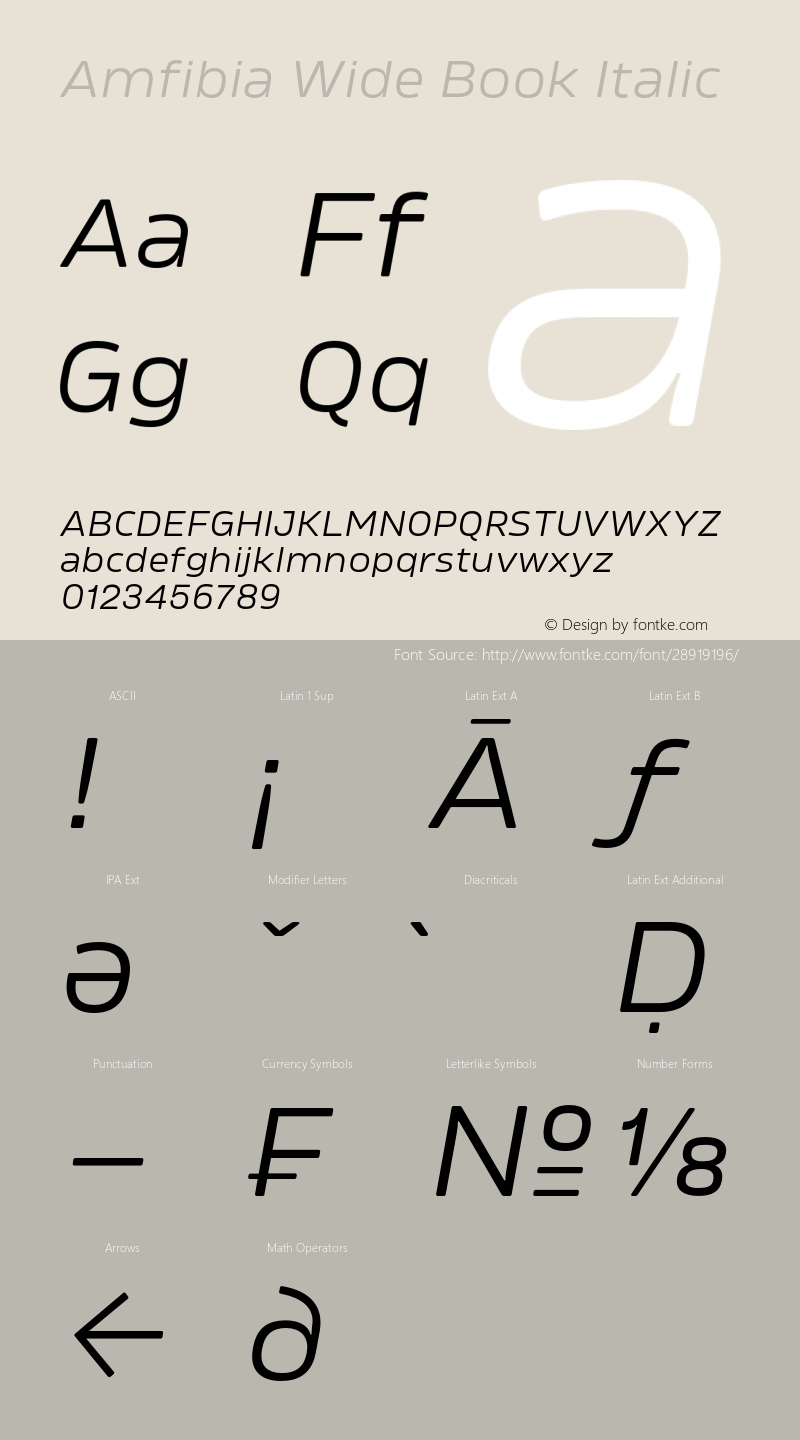 Amfibia-BookWideItalic Version 1.000 | wf-rip DC20190310图片样张