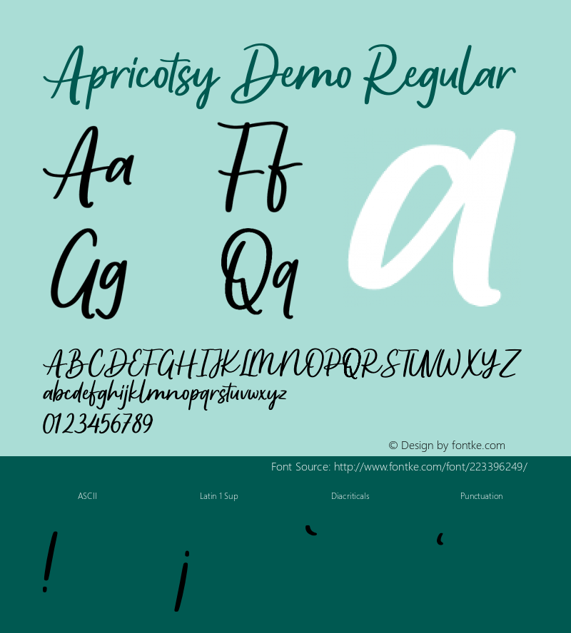 Apricotsy Demo Version 1.00;August 17, 2021;FontCreator 12.0.0.2565 64-bit图片样张