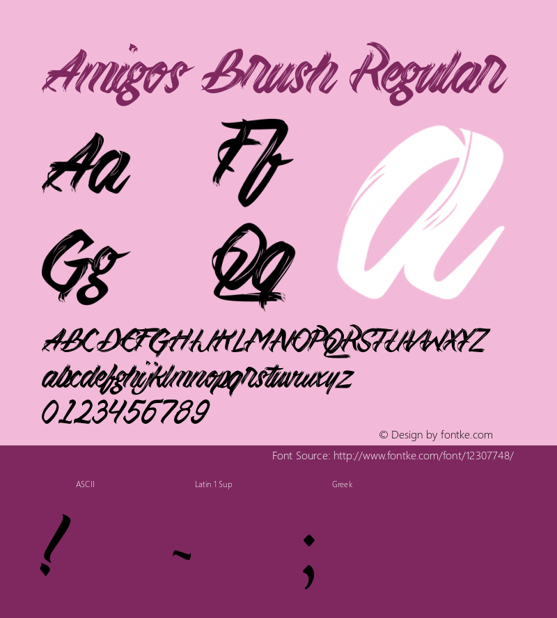 Amigos Brush Regular Version 1.00 February 21, 2014, initial release图片样张