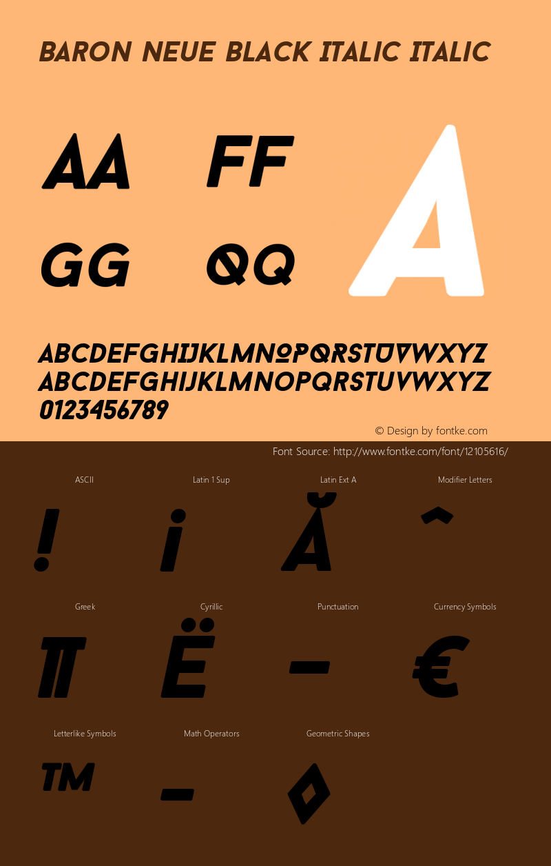 Baron Neue Black Italic Italic Version 1.000;PS 001.000;hotconv 1.0.70;makeotf.lib2.5.58329图片样张