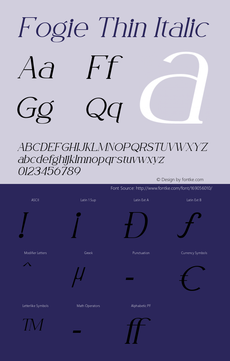 Fogie Thin Italic Version 1.000图片样张