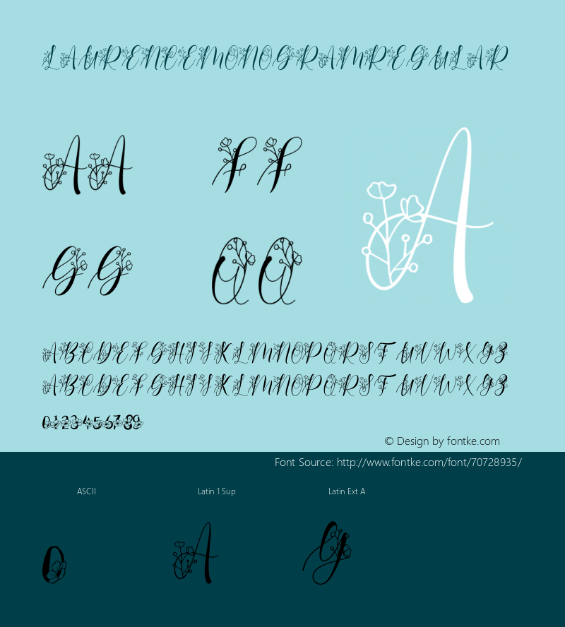 Laurence Monogram Version 1.00;June 21, 2020;FontCreator 12.0.0.2567 32-bit图片样张