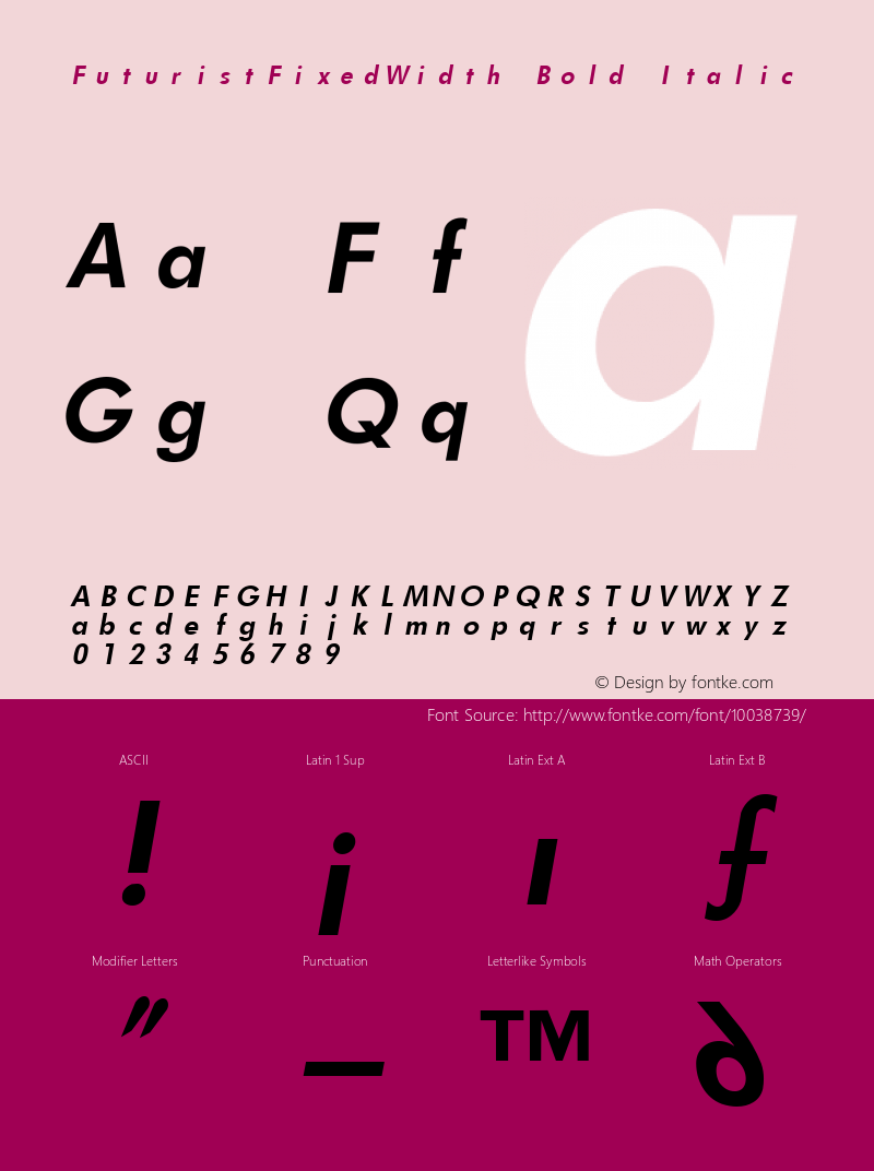 FuturistFixedWidth Bold Italic The IMSI MasterFonts Collection, tm 1995 IMSI图片样张