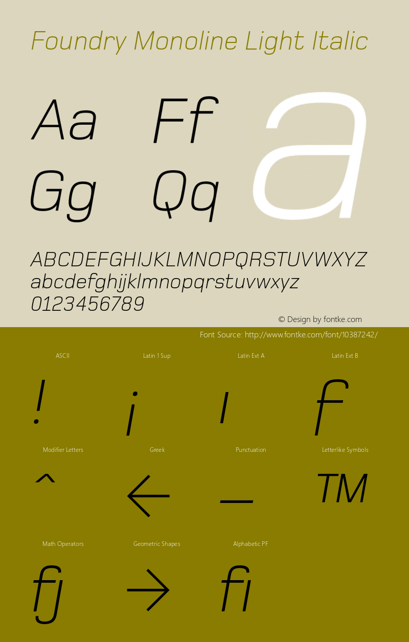 Foundry Monoline Light Italic 1.001图片样张