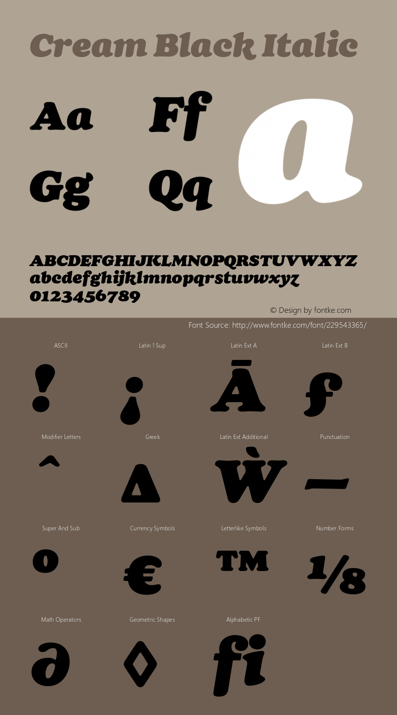 Cream Black Italic Version 1.100;FEAKit 1.0图片样张