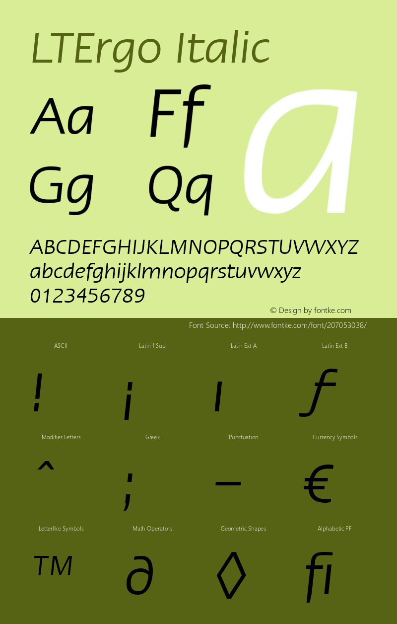 Linotype Ergo Italic Version 2.31图片样张