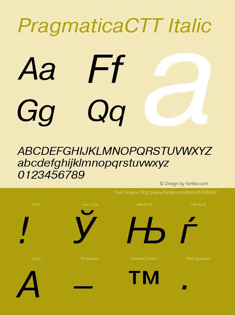 PragmaticaCTT Italic TrueType Maker version 1.10.00图片样张