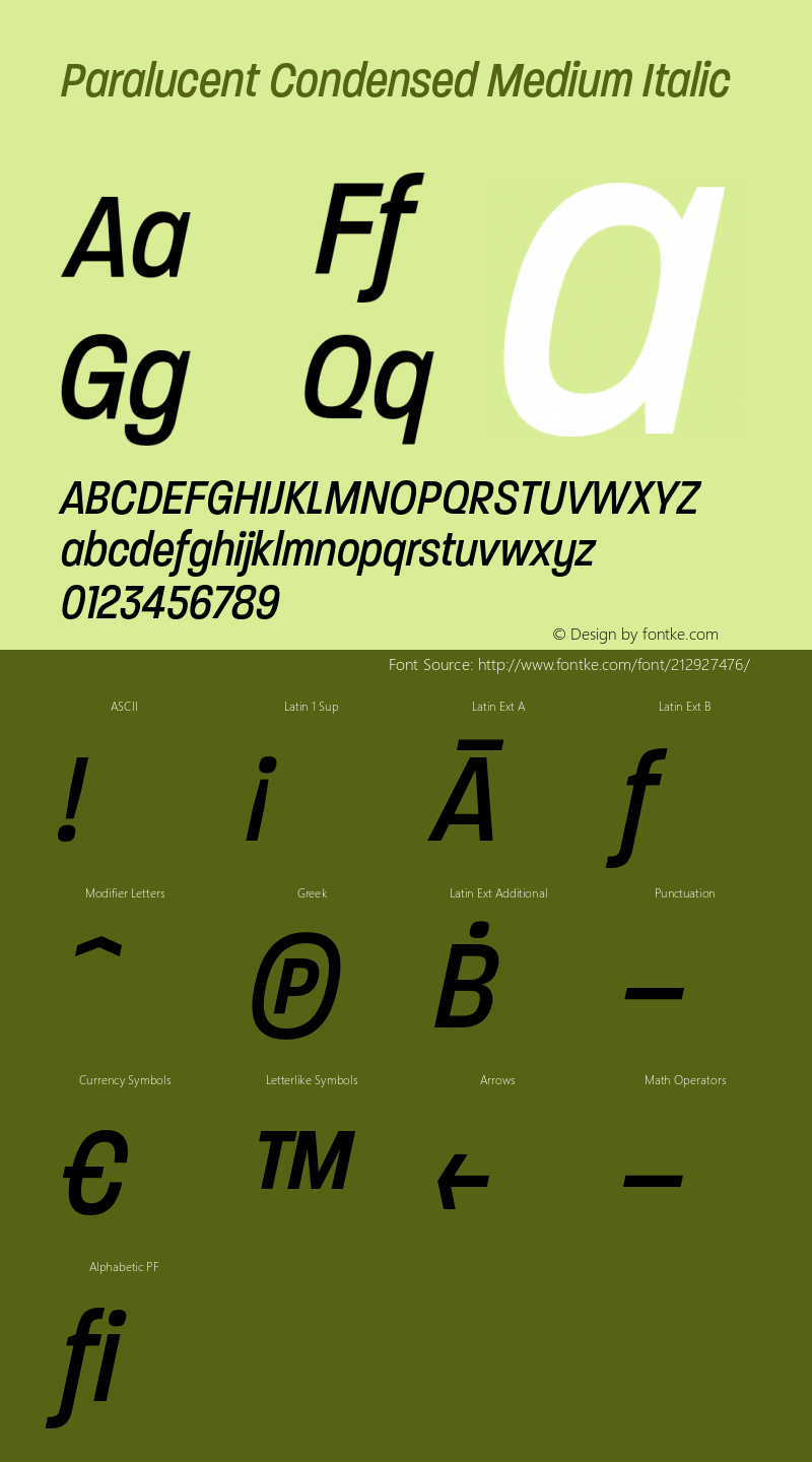 Paralucent Condensed Medium Italic Version 4.000;hotconv 1.0.109;makeotfexe 2.5.65596图片样张