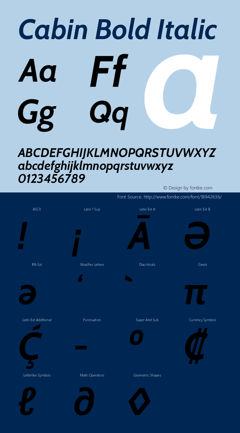 Cabin Bold Italic Version 2.001图片样张