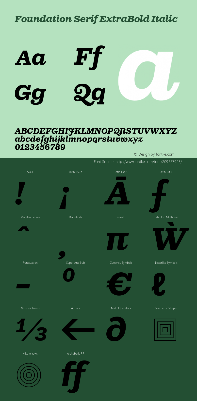 Foundation Serif ExtraBold Italic Version 1.001图片样张