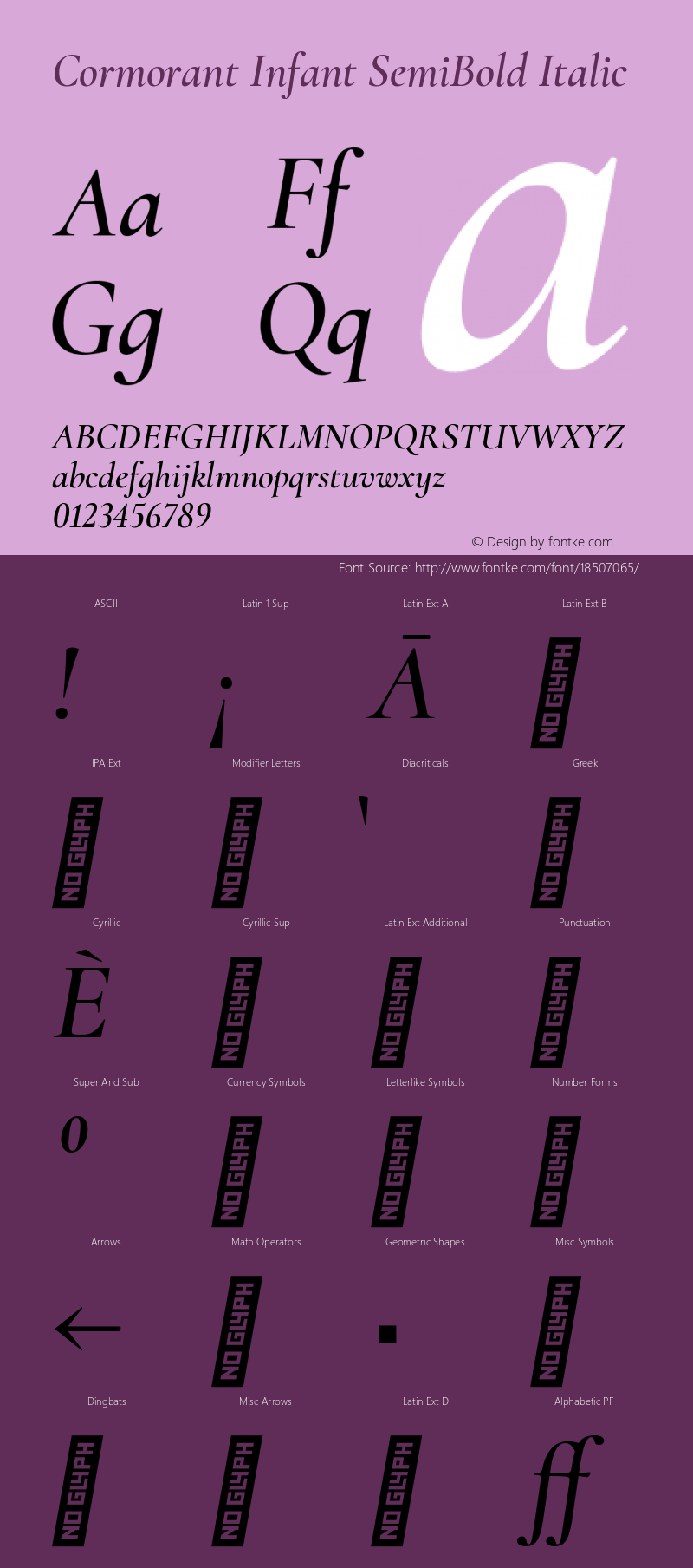 Cormorant Infant SemiBold Italic Version 3.003图片样张