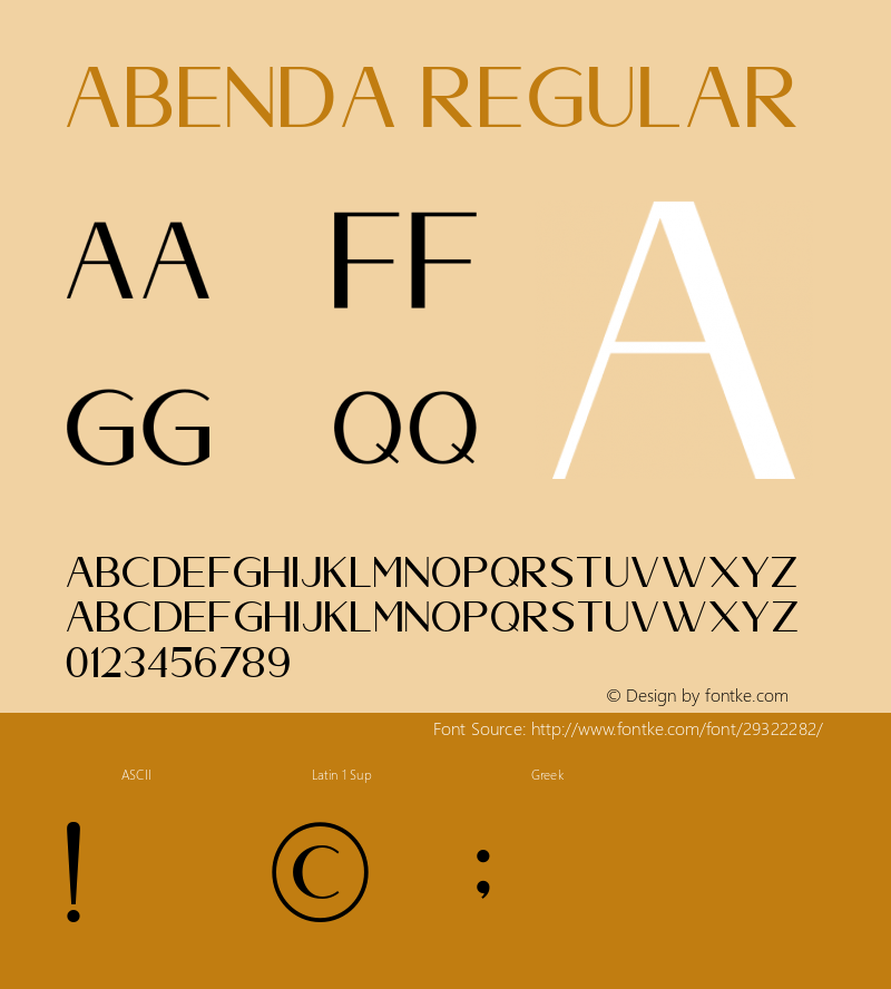 Abenda Version 1.00;April 18, 2019;FontCreator 11.5.0.2421 64-bit图片样张