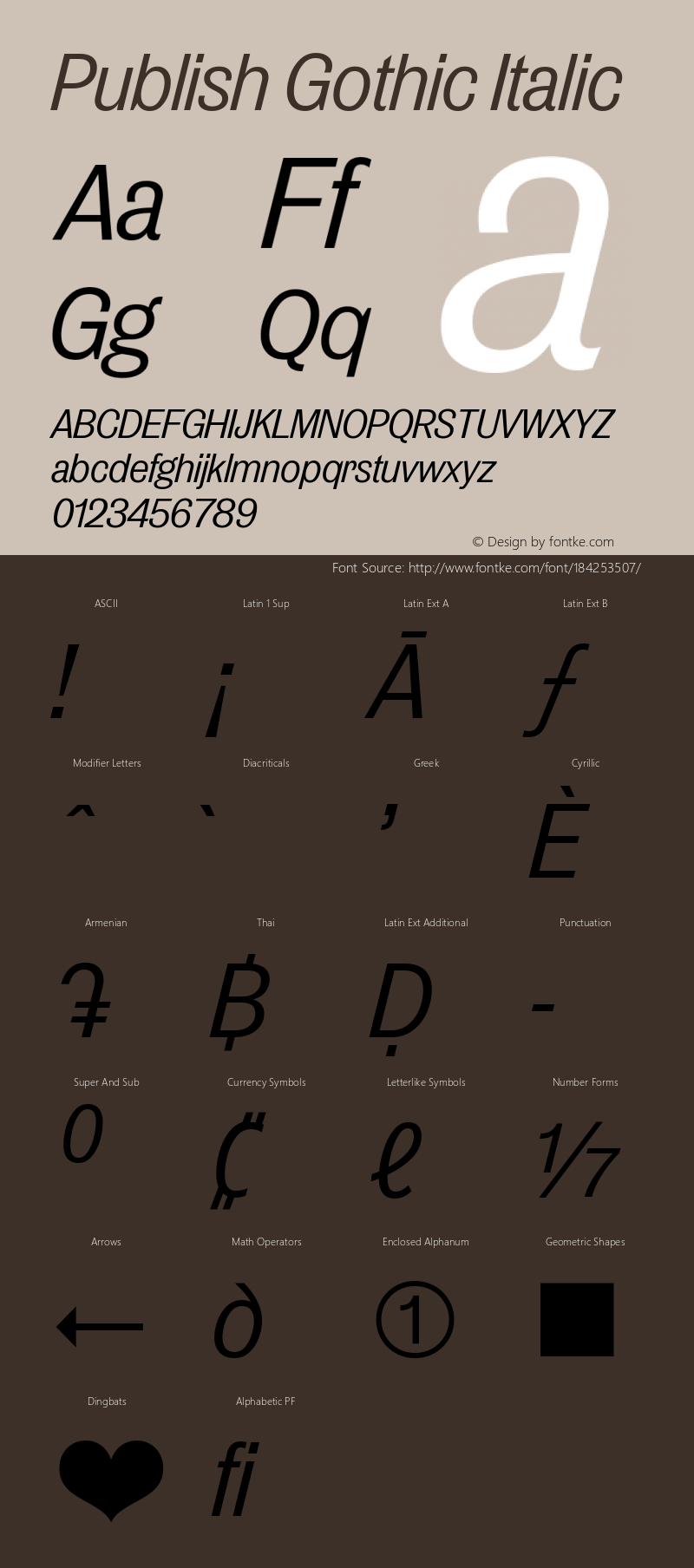 Publish Gothic Italic Version 1.000图片样张