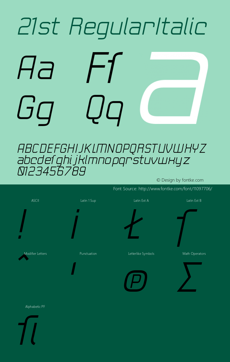 21st RegularItalic Version 001.000图片样张