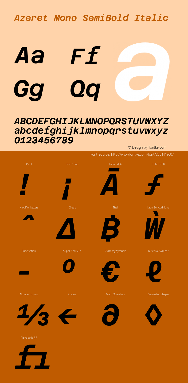 Azeret Mono SemiBold Italic Version 1.000; Glyphs 3.0.3, build 3084图片样张