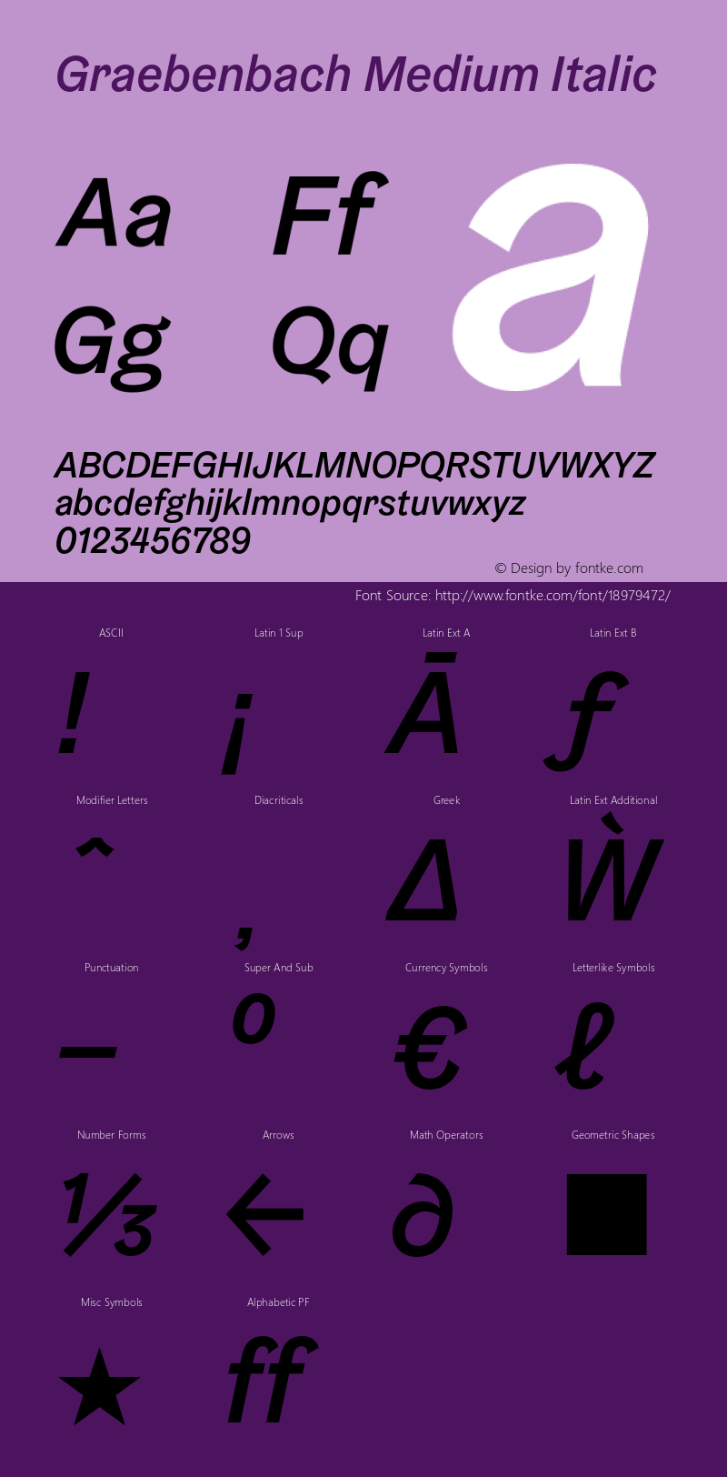 Graebenbach Medium Italic Version 1.003; ttfautohint (v1.4.1)图片样张