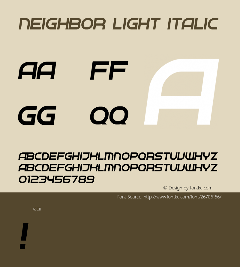 Neighbor Light Italic Version 1.000图片样张