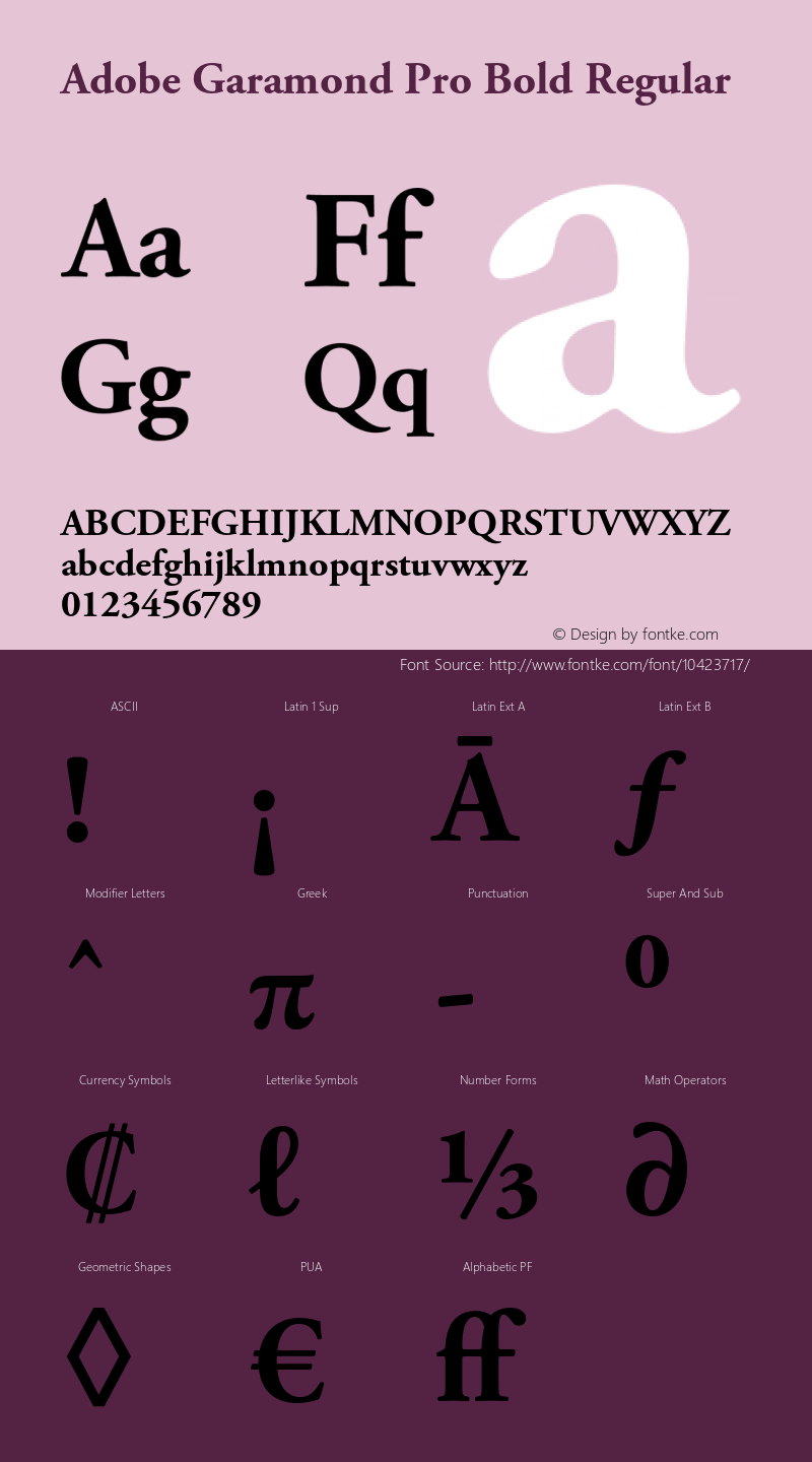 Adobe Garamond Pro Bold Regular Version 2.111;PS 2.000;hotconv 1.0.67;makeotf.lib2.5.33168图片样张